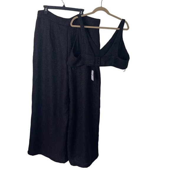 Showpo Adelaide Two Piece Wide Leg Pant And Crop Top Set Size 16 Black New - Picture 2 of 15
